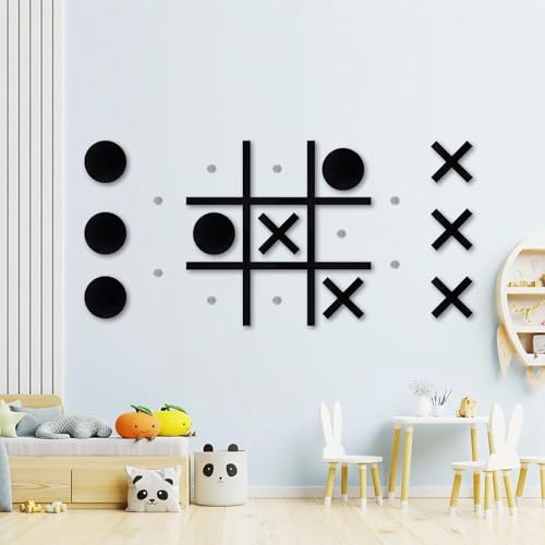 Magnetic Tic Tac Toe Wall-Mount Game,Game Room Decor,Modern Wall Decals for Kids Room,Classroom&Offices,Best Gift for Family, Friends (Black) - color: Black Tic Tac Toe Games