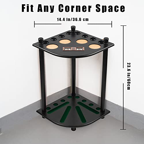 Billmart Pool Stick Holder Floor Stand, Solid Wood Billiard Pool Cue Rack, Pool Table Accessories (Black) - color: Black