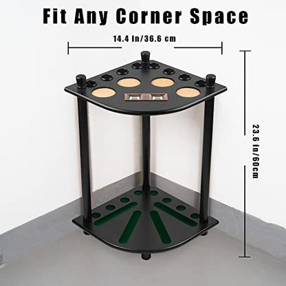 Billmart Pool Stick Holder Floor Stand, Solid Wood Billiard Pool Cue Rack, Pool Table Accessories (Black) - color: Black