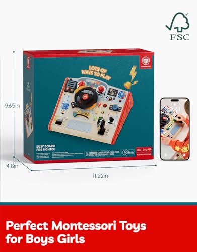 TOP BRIGHT Montessori Busy Board with LED Light, Sensory Toys with Sounds & Switches, Activity Board for Kids 3-5, Car Driving Toy for Toddler Boy, 3 Year Old Girl Boy Gifts for Birthday Christmas