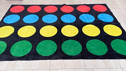 Family Game Party Twister Rug, Black Cotton Area Rug C1027S (39"x59"=100x150cm) for Kids - size: (39”x59”)=100x150cm