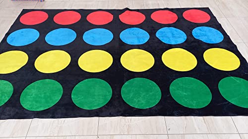 Family Game Party Twister Rug - Black Cotton Area Rug C1027S (70"x110"=180x280cm) for Kids - size: (70”x110”)=180x280cm