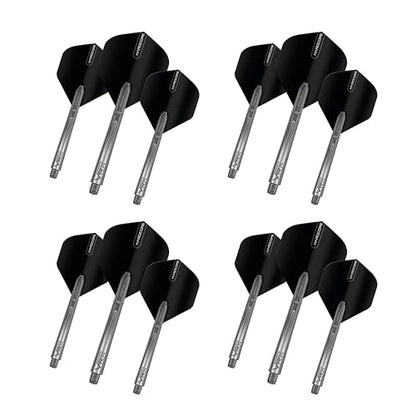 RED DRAGON Dart Flights and Shafts (Stems) Combo Set - Hardcore Flights and VRX Shafts - color: Black Black