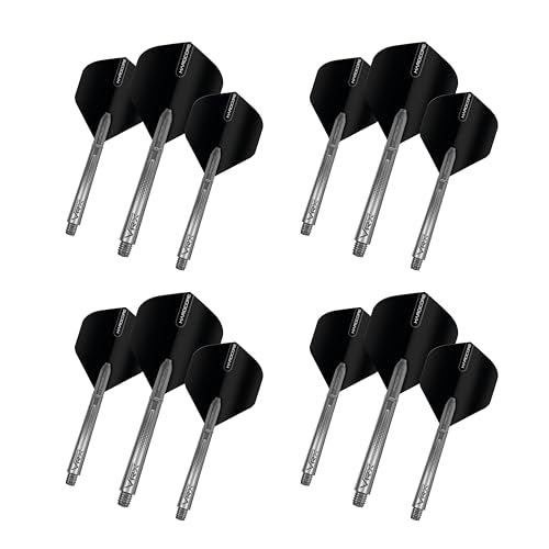 RED DRAGON Dart Flights and Shafts (Stems) Combo Set - Hardcore Flights and VRX Shafts - color: Black Black