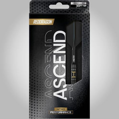 RED DRAGON Darts - Ascend Series - 18g Barrel/ 20g Full Weight Soft Tip Parallel Dart Set - 90% Professional Tungsten Darts Set - Nitro Flite Integrated Flight/Shaft, Dart Flights & Stems
