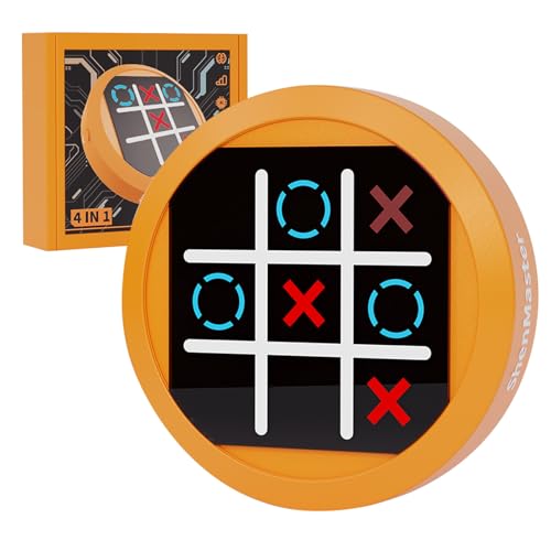 4-in-1 Electronic Tic Tac Toe Handheld Travel Game for Kids | Pocket-size, screen-free fun for travel, restaurants, and family game nights. Easy to carry, quick to play, and gift-ready.