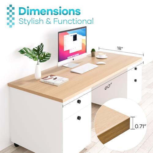 Kaboon Universal Tabletop 60"x18", Solid One-Piece Melamine Table Top, L-Desk Floating Desk DIY, Home and Office, Light Walnut - color: Light Walnut, size: 60x18