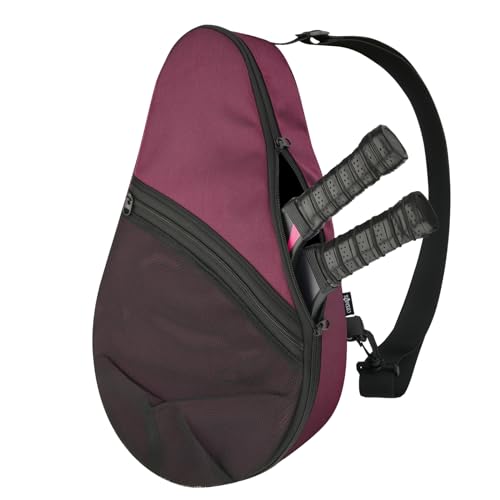 Cosmos Padel Racket Bag Pickleball Paddle Sling Backpack Padel Racquet Storage Bag, Padel (Paddel Tennis) Equipment Carrying Bag with Mesh Pocket for 2 Paddles Ball Water Bottle & Accessory - color: Burgundy