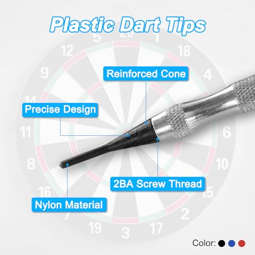 PATIKIL Plastic 2BA Dart Tips Thread, Soft Tip Dart Points Replacement Dart Accessories - color: Black