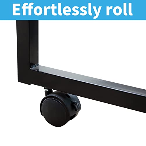 9FT Ping Pong Table Rolling Foldable Table Tennis Table for with Net, Table Tennis Paddles and Balls, Multi-Use Family Game Table for Teenager Adult, Folded with Single Player Playback Mode