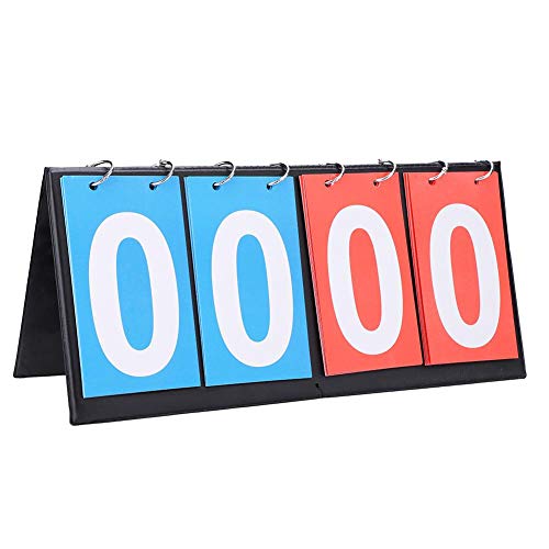 Wbestexercises Portable Table Top Score Keeper, Easy-Flip Indoor/Outdoor Score Counter Scoring System for Table Tennis Basketball Soccer Football Baseball and More(4-Digit)