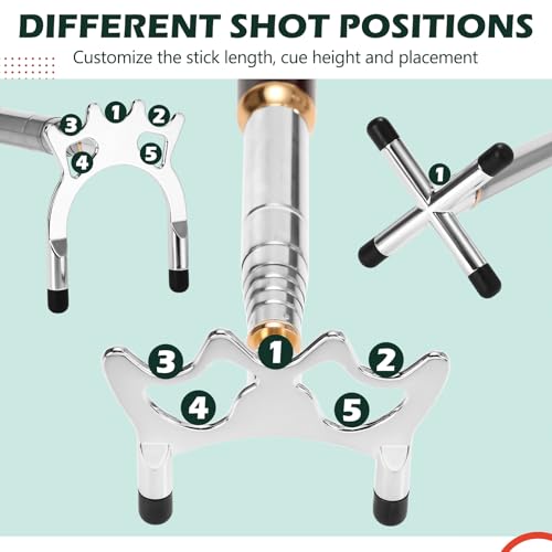 Skylety Retractable Billiards Cue Snooker Pool Bridge Stick with 3 Pieces Removable Bridge Head, Snooker Set Billiards Pool Cue Accessory for Pool Table - color: Silver