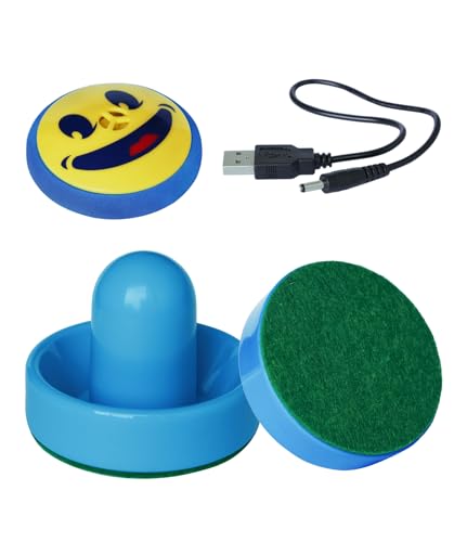 Rechargeable Hover Air Hockey Puck and Paddles, Hover Puck for Any Flat Surface, 2Pcs Air Hockey Strikers - color: blue