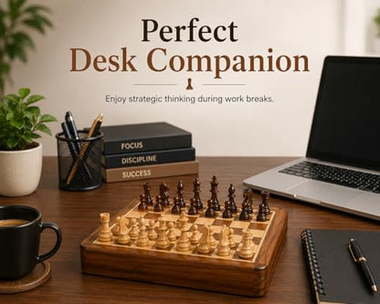 Crafted Chess Art- Handmade Personalised Luxury Chess Set-Mens Personalised Gift- Magnetic Wooden Chess Set- Travel Chess Games - Birthday Chess Gift- (5 Inches) (Acacia Wood) (5 Inches/ 12.7 Cm) - color: 5 Inch Chess Board