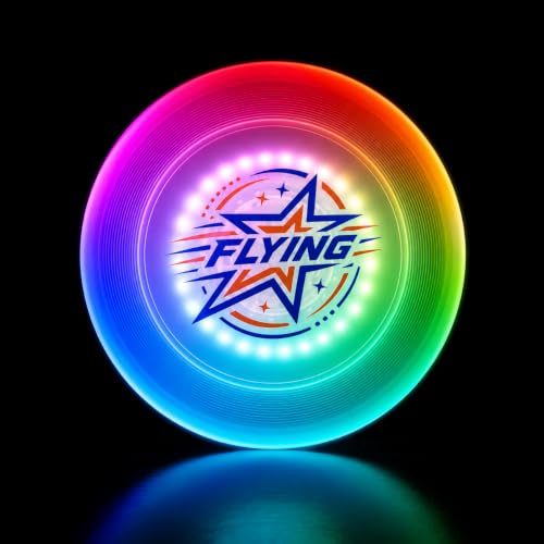 Glow in the Dark LED Flying Disc - 7 Dynamic Modes, 7 Colors, IP65 Waterproof, Perfect Birthday & Camping Gift for Men/Teens/ - Outdoor Games, 175g, 14+