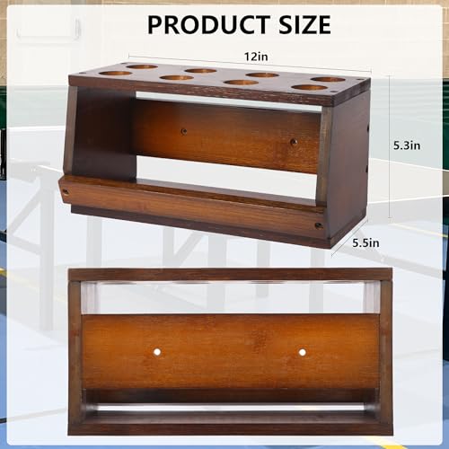 Ping Pong Paddle Holder, Ping Pong Paddle Storage Rack Hold 8 Rackets, 2-in-1 Wall Mount & Countertop Table Tennis Holder for Garage, Game Room, Bar and Men Cave - color: Brown