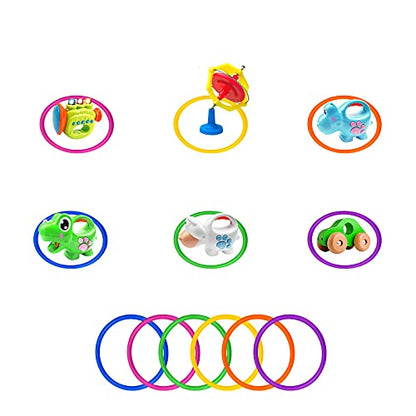Topbuti 24 Pcs Multicolor Plastic Toss Rings Ring Toss Game Carnival Rings for Speed and Agility Practice Games, Garden Backyard Outdoor Games, Bridal Shower Game, Game Booth (3.94 Inch)