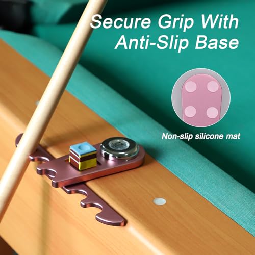 CROWN ME Portable Weighted Pool Cue Holder, Billiard Chalk Holder, Pink Cue Rest Cue Stick Holder, Aluminum Material, Storage Rack - color: Pink