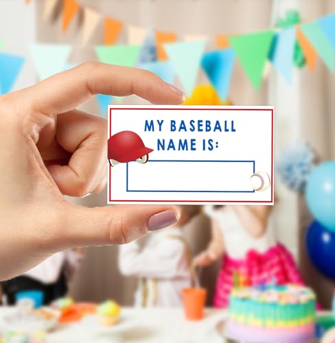 What's Your Baseball Name Game,1 Game Sign and 30 Name Stickers,Baseball Team Party Games， Birthday Game for Kids and Adult Parties,Baseball Activity Decoration Supplies - style: Baseball