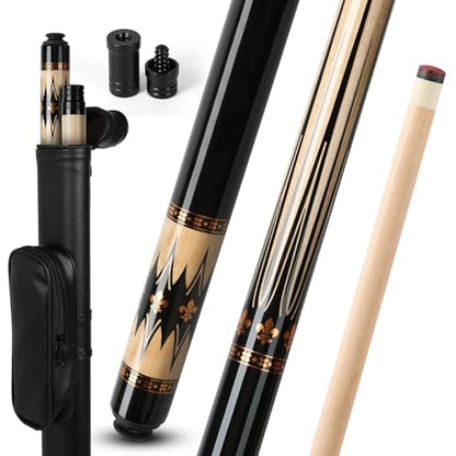 Pool Cues Stick,3 in 1 Adjustable Maple Pool Cue Stick Sets Cue Sticks 58 inch Pool Cues Adult Canadian Maple Wood Billiard Stick with Carry Case Joint Protective Cover - color: 20oz + bag