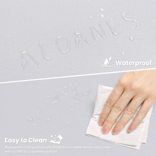 ALOANES Silvery Waterproof Desk Mat, Large Mouse Pad with Extended Mouse Mat, with Anti Slip Base, Stitched Edge, Grain Jacquard Surface, Perfect for Gamer, Office & Home, 3XL(15.74''x35.43''x0.12'') - color: 01- Pro Silver, size: 3XL(35.4" x 15.7")