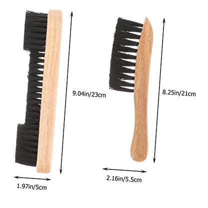 2pcs Pool Table Brush Set Wooden Cleaning Tool with Durable Pe Bristles for Billiard Table Dust Removal Includes Surface and Rail Brushes