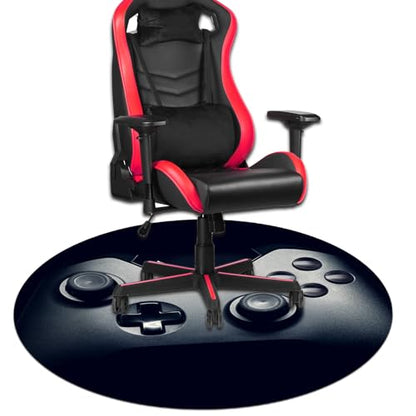 Black Gaming Chair Mat for Hardwood Floor Anti-Slip, Round Office Computer Carpet for Teen Bedroom Decor, Office Gaming Room, Round 47"