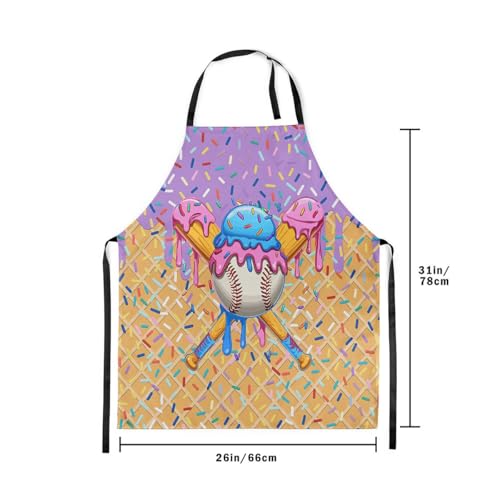Manfei Baseball Ice Cream Kids Kitchen Apron - color: Light Purple