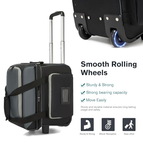 Bowling Ball Bag with Separate Shoe Compartment, Single Roller Bowling Bag with Wheels and Retractable Handle Extends to 37.0 Inches, Padded Foam Ball Insert, Gray (1 Ball Bowling)