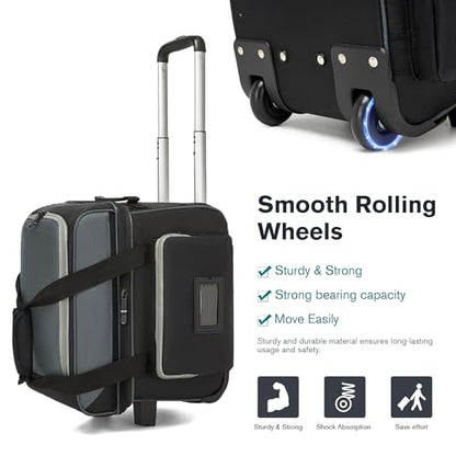 Bowling Ball Bag with Separate Shoe Compartment, Single Roller Bowling Bag with Wheels and Retractable Handle Extends to 37.0 Inches, Padded Foam Ball Insert, Gray (1 Ball Bowling)