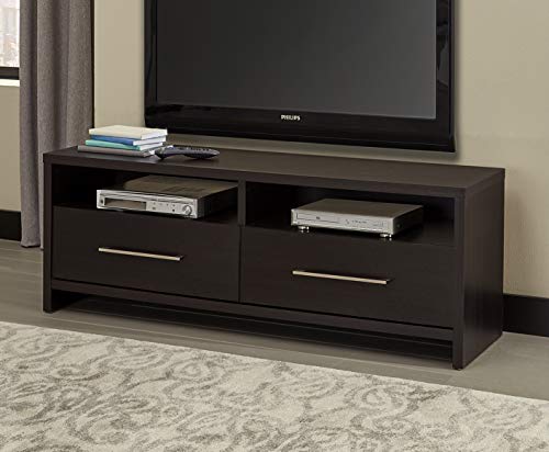 ClosetMaid Media Stand Entertainment Center with Cabinet Drawers, Open Shelves, 55 in. Wide, for Living Room, Den, Game Room, Black Walnut Finish - color: Black Walnut, style: Media Stand