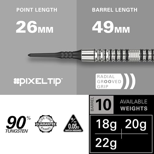 Target Darts EXO Edition 90% Tungsten Soft Tip Darts Set – EXO 10 18g – Soft Tip Dart Set, Pixel Tip Darts with Pro Grip Shafts and No.6 Flights