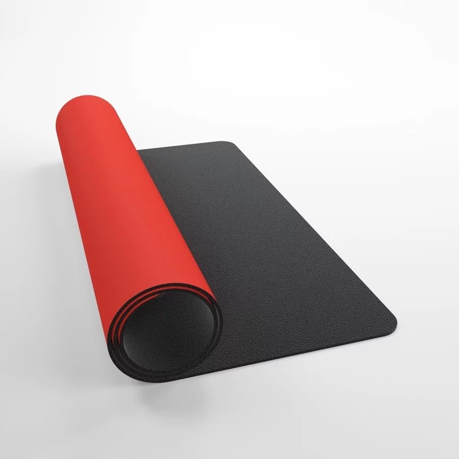 Gamegenic Prime Playmat – Red Color, 61 x 35 cm Soft Cushioned Natural Rubber Playmat with Anti-Slip Back & Silver Foil Logo, Premium Surface for Card Games, Dice, and Desk Protection - color: Red