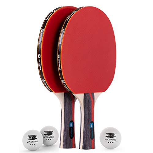 Professional Ping Pong Paddle Set - 2 Pack Premium Table Tennis Racket Set, 3 Professional Game Balls, Training Recreational Racquet Kit, Durable Handle Sturdy Rubber, Portable Carry Case Bag | table tennis balls, ping pong paddle case, indoor recreationa
