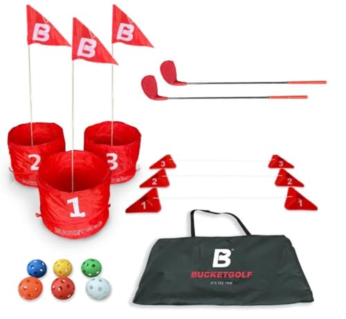 BUCKETGOLF Original Game 3-Hole Travel Set – #1 Backyard Golf Game for Adults. Ideal for Yard, Beach, Park, Camping, and Outdoor Fun. (2 Right-Hand Clubs) - size: 2 Right Hand Clubs
