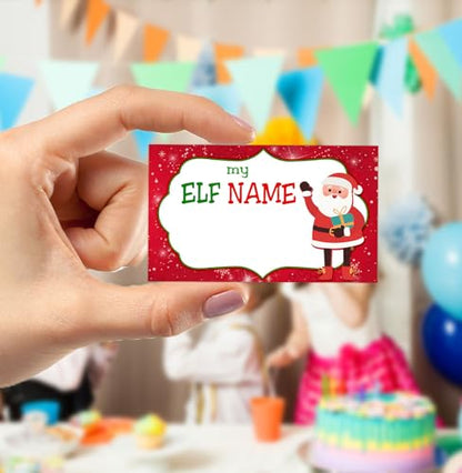 What's Your ELF Name Game, 1 Sign & 30 Stickers, Christmas Party Activity for Family, Kids & Adults - style: Christmas 002
