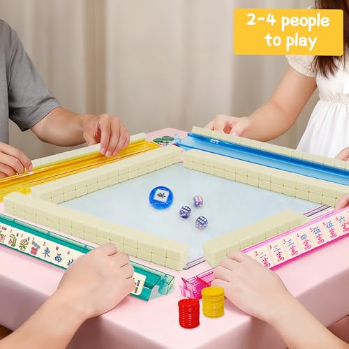Jolitac American Mahjong Game Set, 166 Premium Tiles, 1.2-inch Mahjong Tile Set with Sturdy Carrying Bag, Thickened Mah-Jongg Tiles Bag Portable Travel Complete Mahjong Set - color: Blue & White