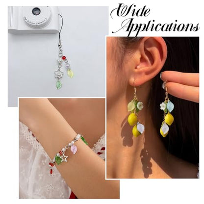 Stiesy 400Pcs Leaf Charms Transparent Iridescent Acrylic Leaves Dangle Charms Pendants Bulk for Necklace Bracelet Earring Jewelry Making Supplies DIY Craft Mixed Color - color: Iridescent Leaf-400pcs