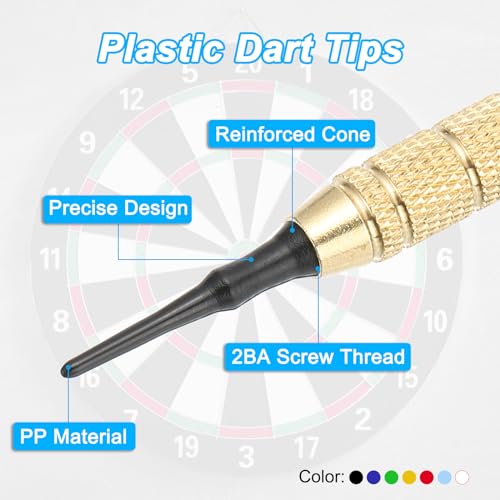 PATIKIL Plastic Dart Tips 2BA Thread, 120 Pack Soft Dart Tip Replacement Dart Accessories, Black