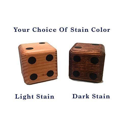 Yardzee Giant Yard Dice Set with custom wood storage case, 4 dry erase score cards and 5 Lawn Dice. Great Outdoor Game Gift Idea