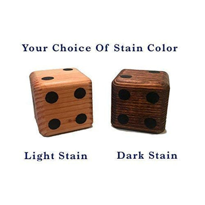 Yardzee Giant Yard Dice Set with custom wood storage case, 4 dry erase score cards and 5 Lawn Dice. Great Outdoor Game Gift Idea
