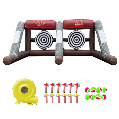 Inflatable Axe Throwing Game Inflatable Toss Target Dart Board with Blower, Axe Throwing Set Commercial Grade Rental Game Outdoor Indoor - style: Double AXE