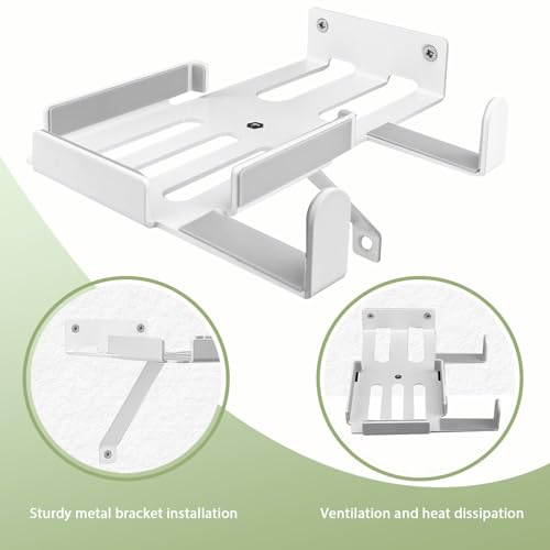 Wall Mount Shelf Compatible with Nex Playground Console & Remote - Metal Gaming Organizer with Hidden Remote Holder, Easy Install Under-TV Stand, Secure Hold for Kids & Families (White)