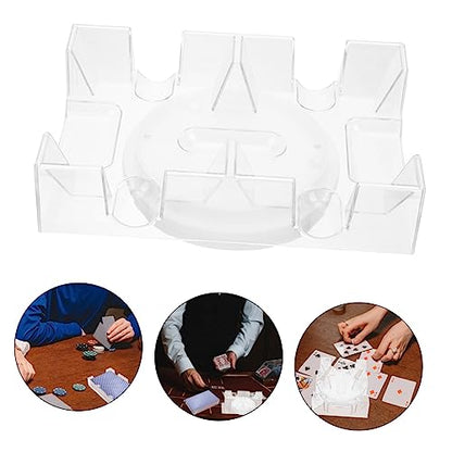 Dual Deck Plastic Card Holder Tray Rotating Card Storage for Adults and Compact Design for Home Games