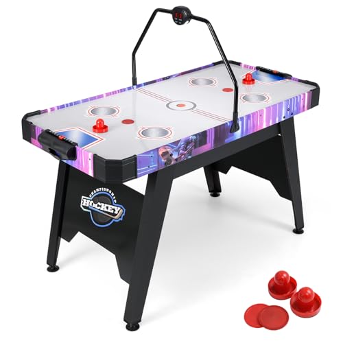 Goplus 56 Inch Air Hockey Table, Air Hockey Arcade Game Table with Digital LED Scoreboard, Powerful 12V Motor, 2 Pucks, 2 Pushers for Home, Office, Game Room