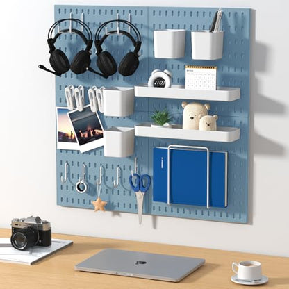 Pegboard Combination Kit, 4 Peg Boards Blue Pegboard for Walls, Office Wall Organizer, Gaming Room Wall, Nursery Storage, 22"x22" - color: Blue