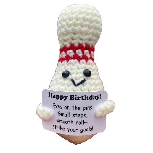 Bowling Accessories Crochet Gifts, Emotional Support Bowling Pin Office Desk Decor Decorations for Women Men (Happy Birthday) - style: Happy Birthday