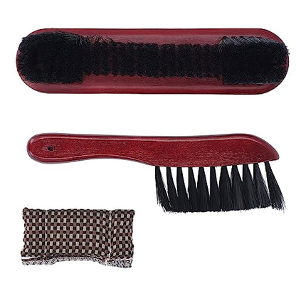 Septpenta Billiard Table Rail Brush Cleaning Tool, Billiard Table Brush Set with Cue Cleaning Cloth, Made of PVC and Solid Wood, for Wooden Billiard Accessories Kit(Burgundy) - color: Burgundy