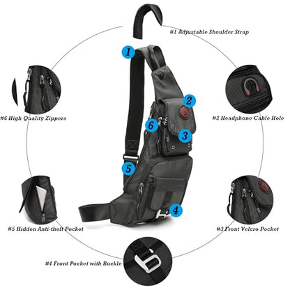 NICGID Sling Bag Chest Shoulder Backpack Crossbody Bags Casual Daypack for Men Women - color: Black-2