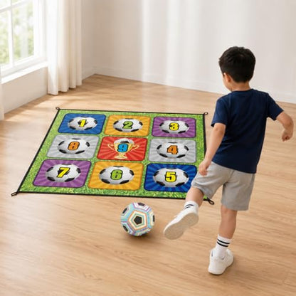 Tacky Practice Mat Target Game, Childrens 150x150cm, Soft Material Soccer Practice Mat for Kids 7-14 Years, Indoor Outdoor Soccer Set, Tangerine - color: Tangerine